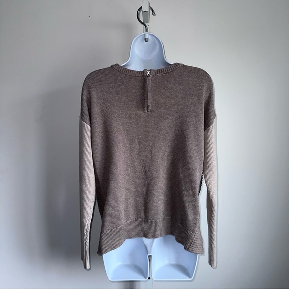 Rachel Zoe Neutral Colorblock Pullover Sweater Large Zip Back Cozy - Picture 6 of 7